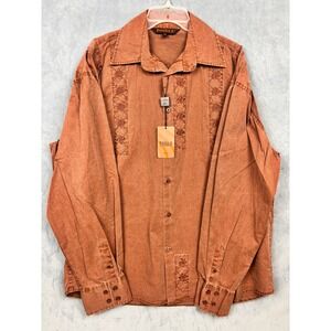 Inserch Limited Edition Mens 3XL Aztec Cotton Embroidered Button Down Shirt 200